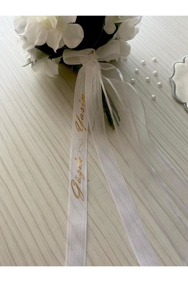 Nuksoc İsimli Gelin Çiçeği Kurdelesi Düğün Nikah Kına Hediyelik Bride