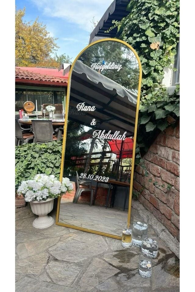 nuksoc Düğün Nişan Söz Kına Ayna Yazısı  35 cm Kişiselleştirilebilir Organizasyon Beyaz Sticker