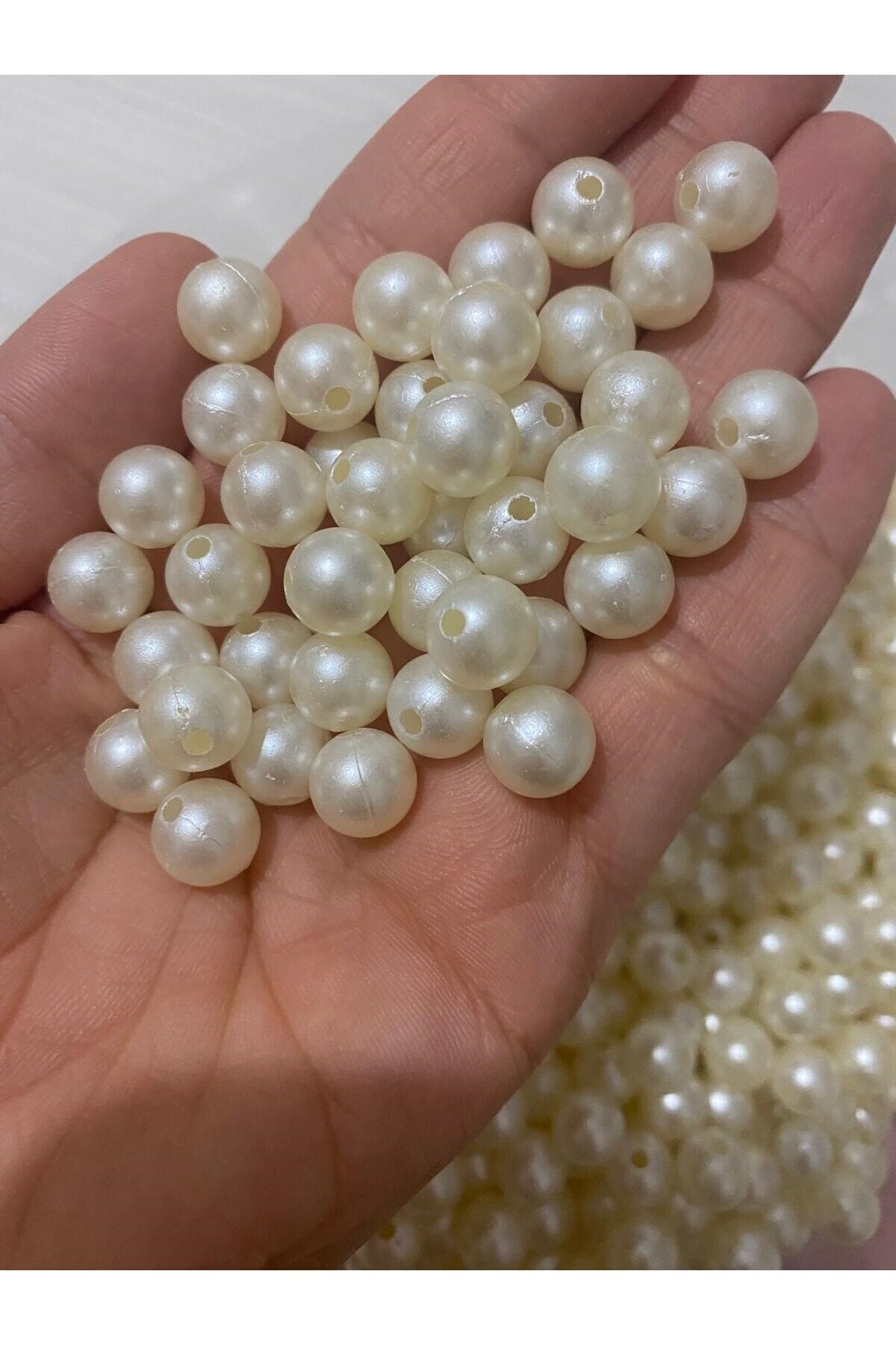 nuksoc 8mm Krem plastik inci boncuk 500gr ( 1500-2000 adet)