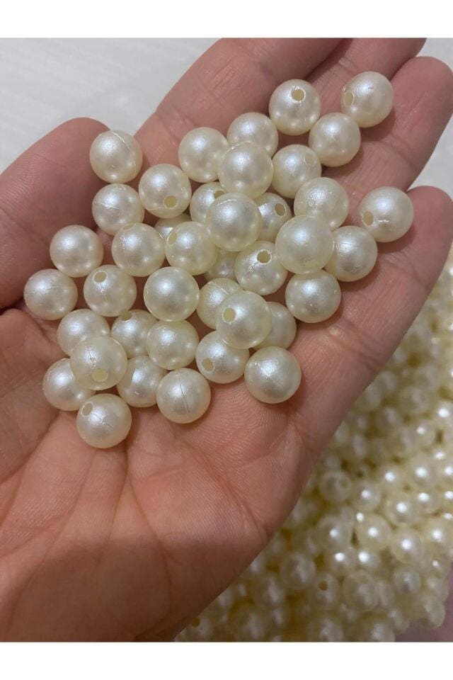 nuksoc 8mm Krem plastik inci boncuk 500gr ( 1500-2000 adet)