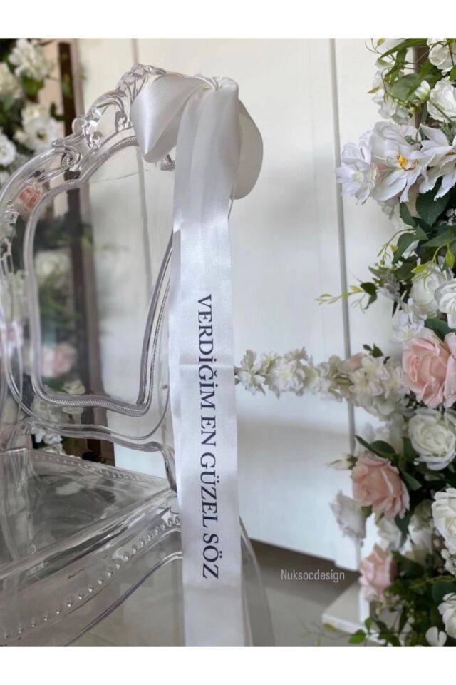 nuksoc 1 Adet Gelin 1 Adet Damat Sandalye Kurdelesi Söz Nişan Dekor Kurdelesi