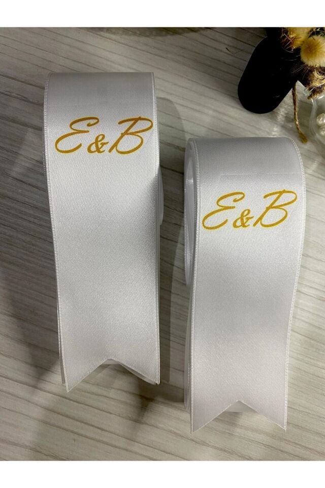 nuksoc Düğün Nişan Gelin Damat Gold Baskılı Takı Kurdelesi