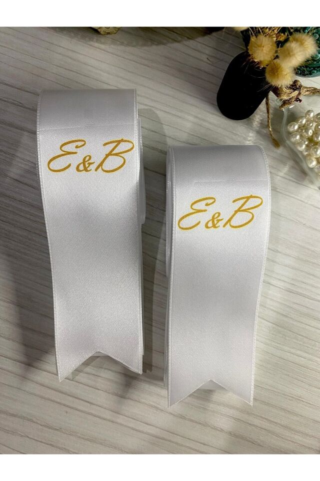 nuksoc Düğün Nişan Gelin Damat Gold Baskılı Takı Kurdelesi