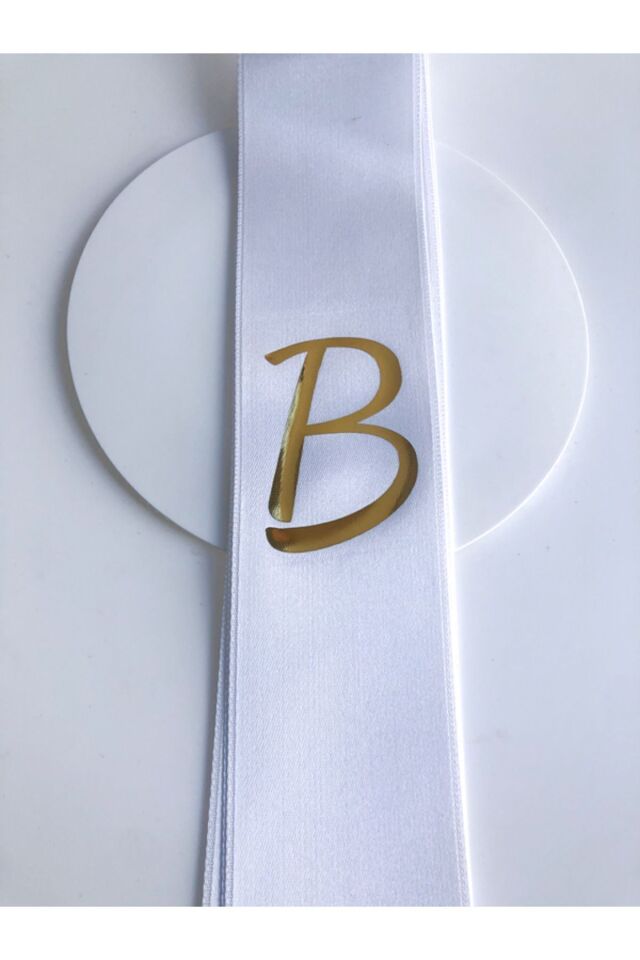 Kişiye Özel Gold Gümüş Baskılı Takı Kurdelesi 6 Cm Eninde 2 Metre 2 Adet Harf Baskılı (TARİHSİZ)